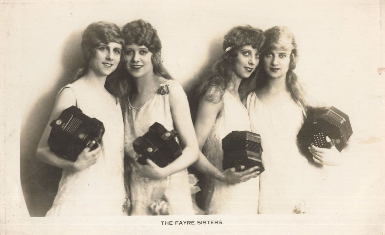 The Fayre Sisters Circus Concertina Virtuosi Antique Large Photo