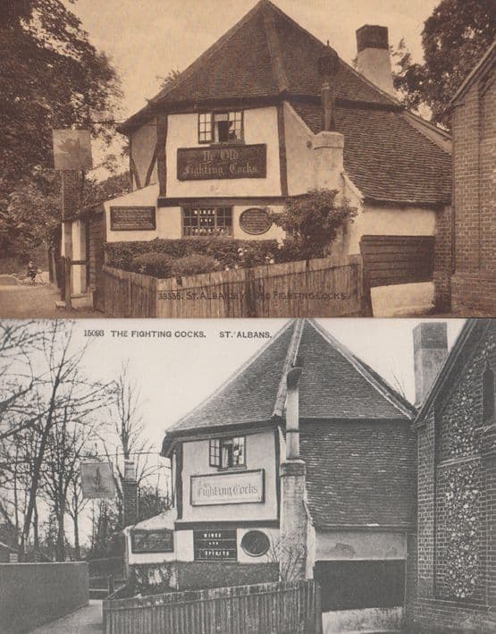 The Fighting Cocks Pub St Albans 2x Mint Antique Postcard s