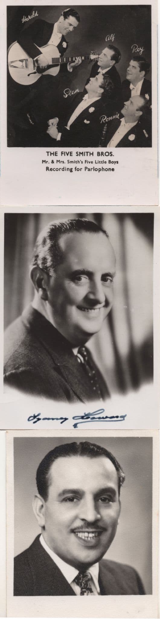 The Five Smith Brothers 3x Jazz Music Hall Old Photos incl Signed