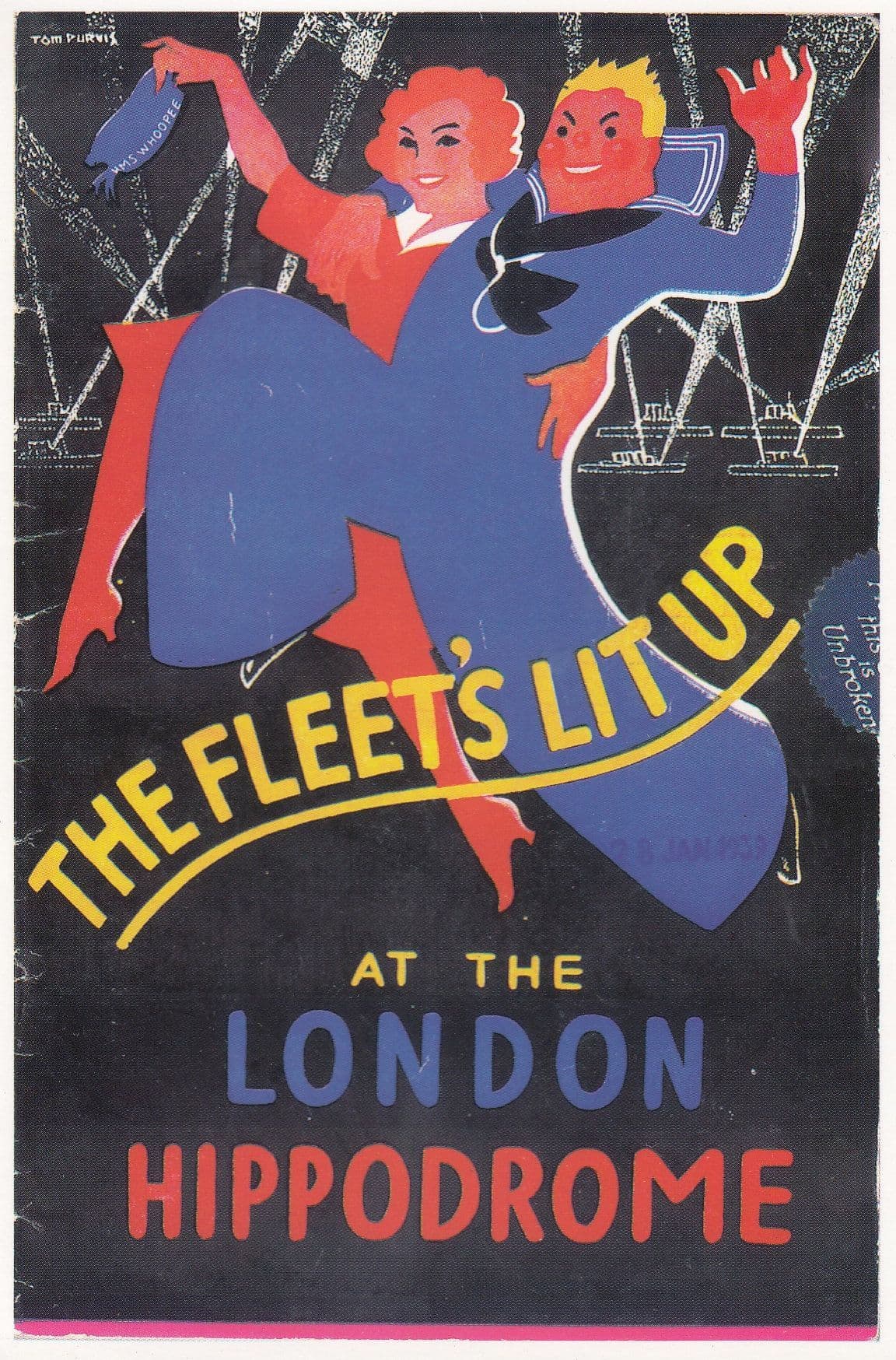 The Fleets Lit Up Military Sailor 1939 WW2 Play London Hippodrome Theatre Poster Postcard