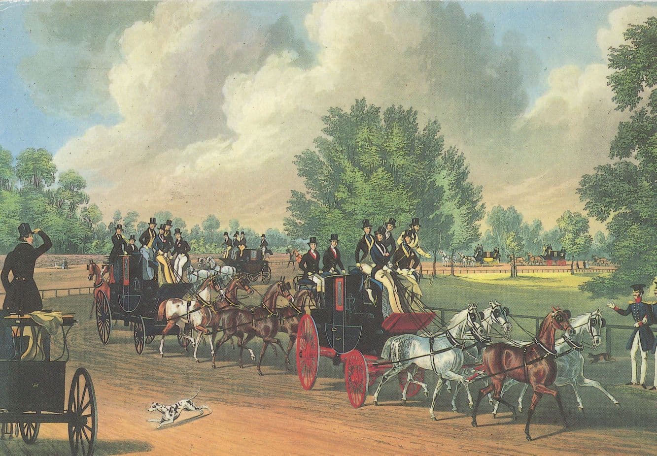 The Four In Hand Club Hyde Park Pollard Victorian Painting Postcard