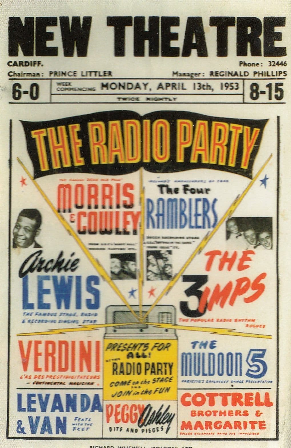 The Four Ramblers Archie Lewis Live at New Theatre Cardiff Poster Postcard