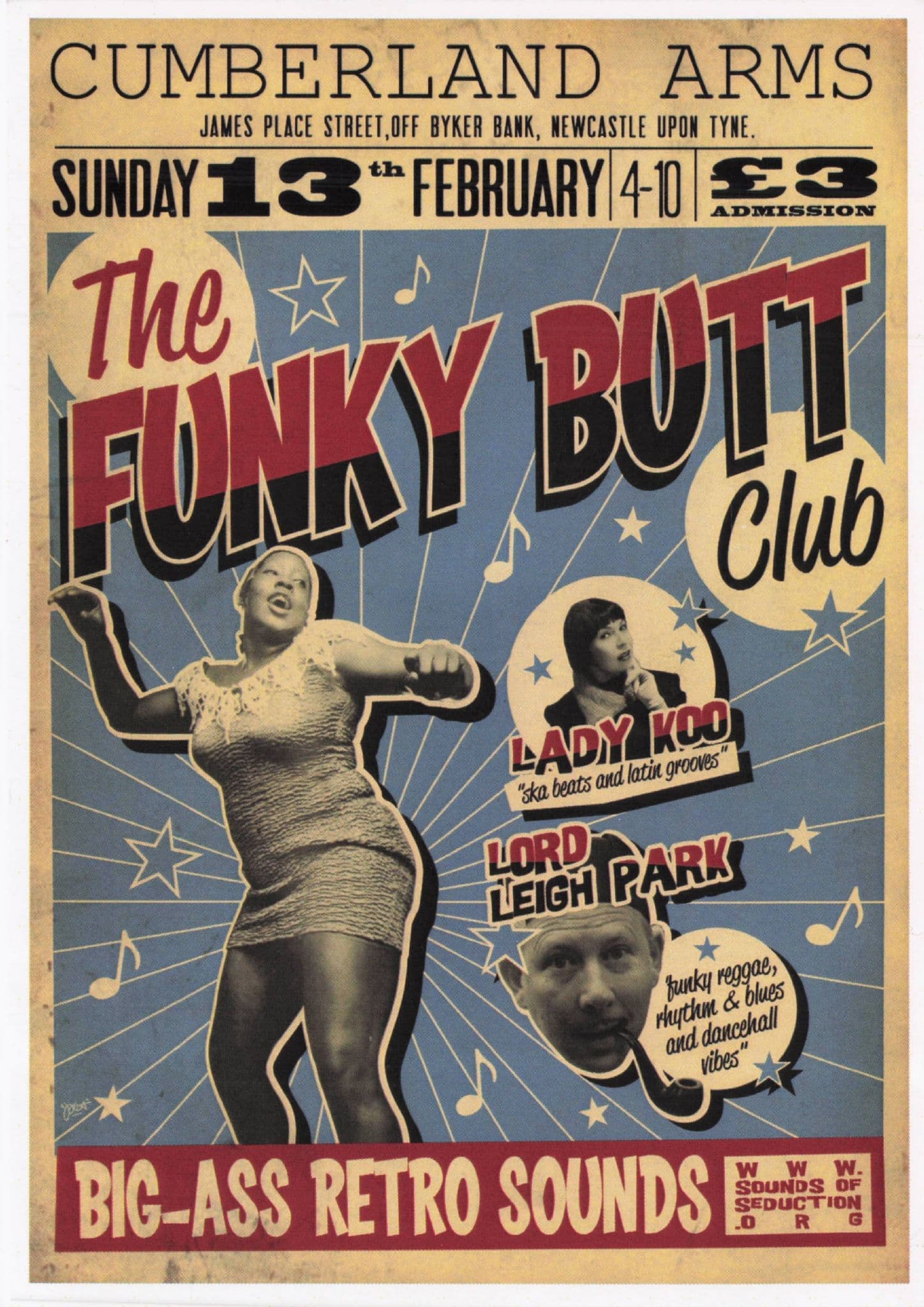 The Funky Butt Club Newcastle Vintage Theatre Poster Postcard