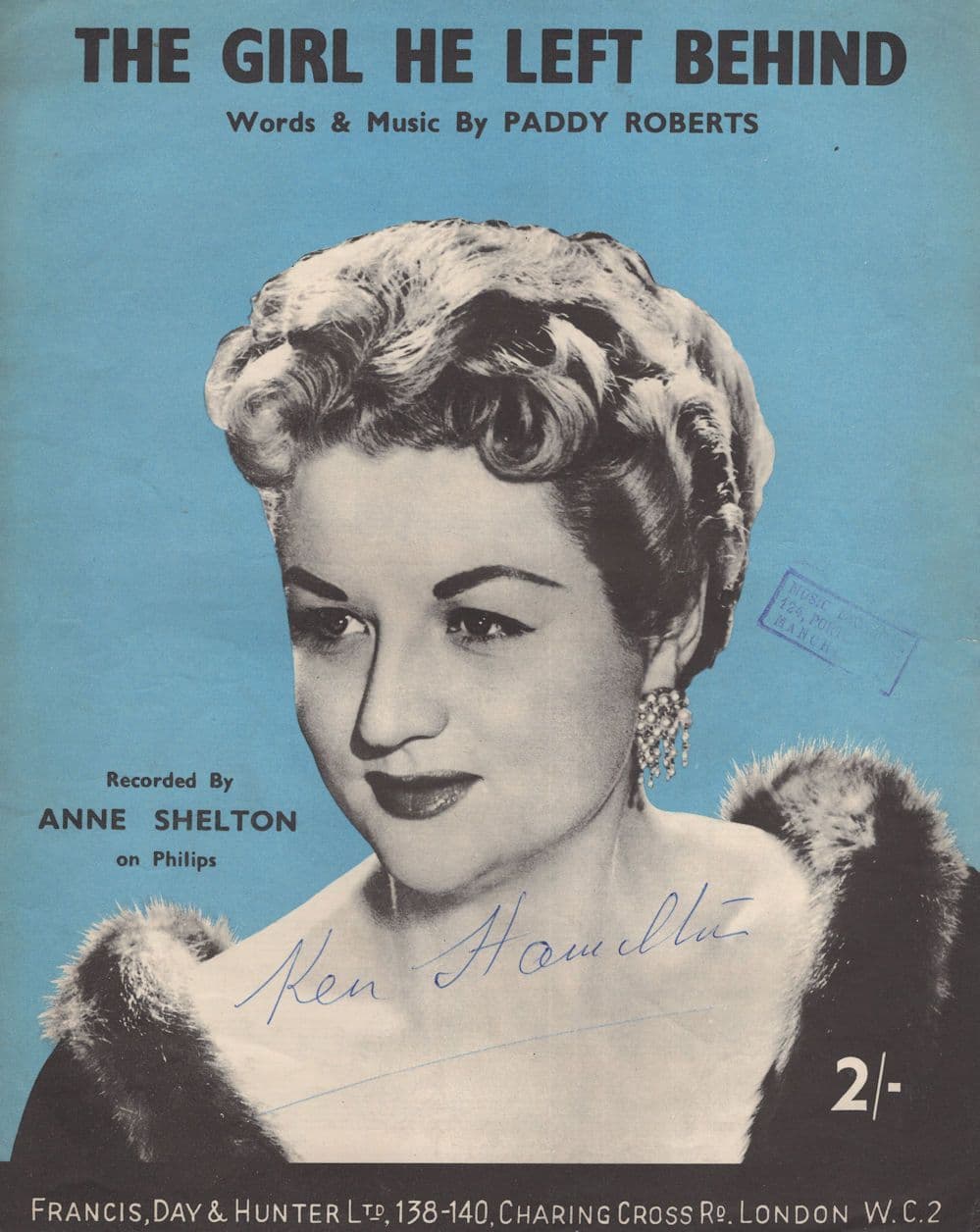 The Girl He Left Behind Anne Shelton Sheet Music