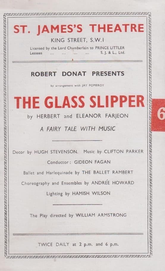 The Glass Slipper Cinderella Style Musical London Theatre Programme