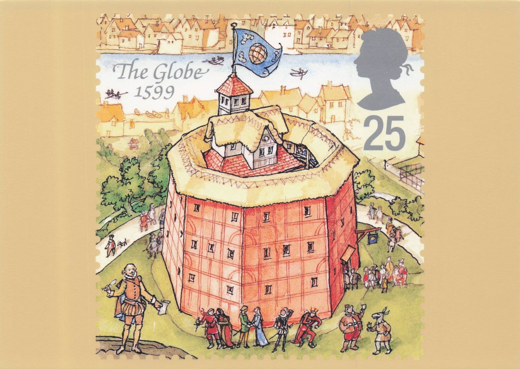 The Globe in 1599 Medieval Shakespeare Theatre Stunning Painting Postcard