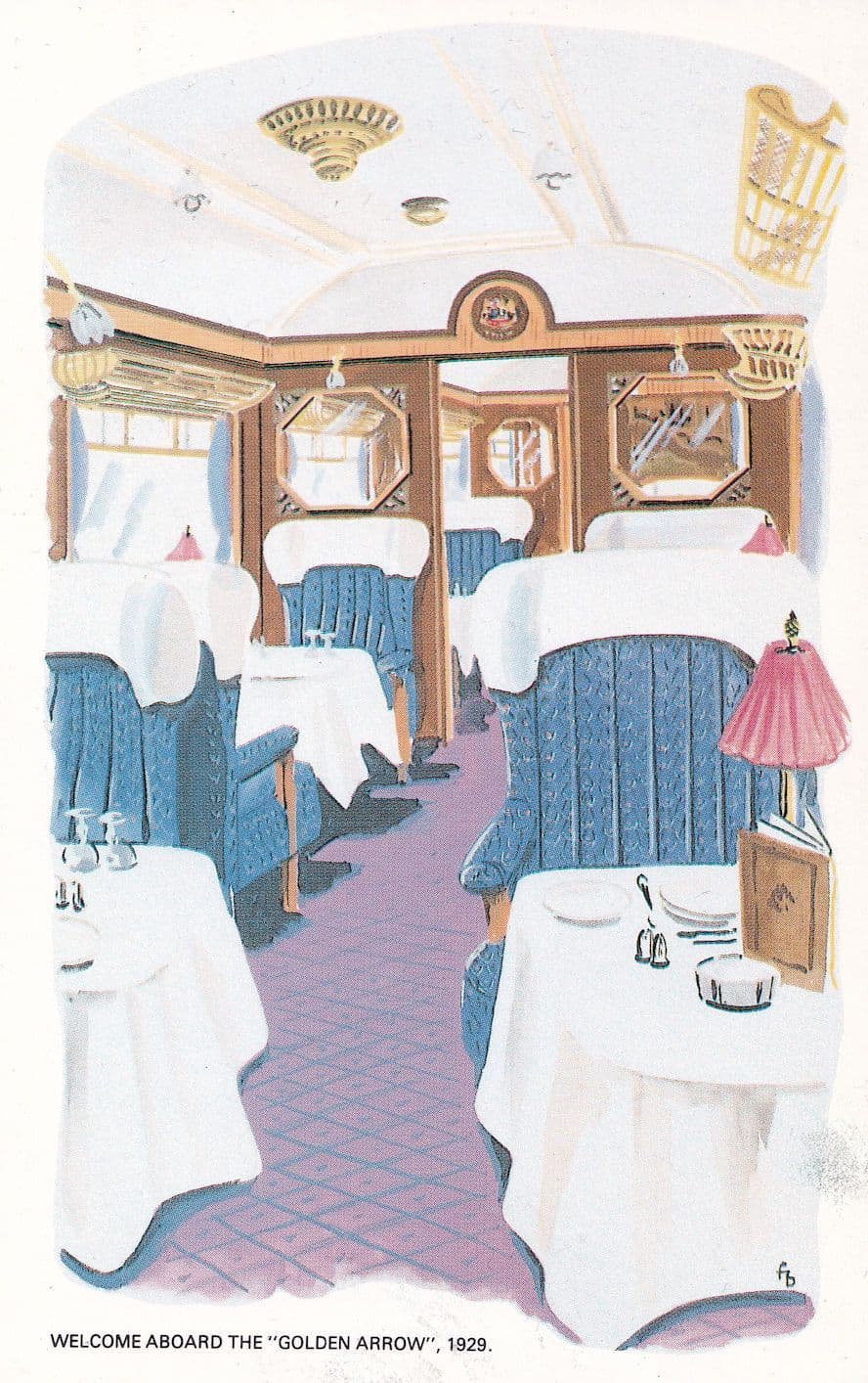 The Golden Arrow Restaurant Train Advertising Poster Postcard