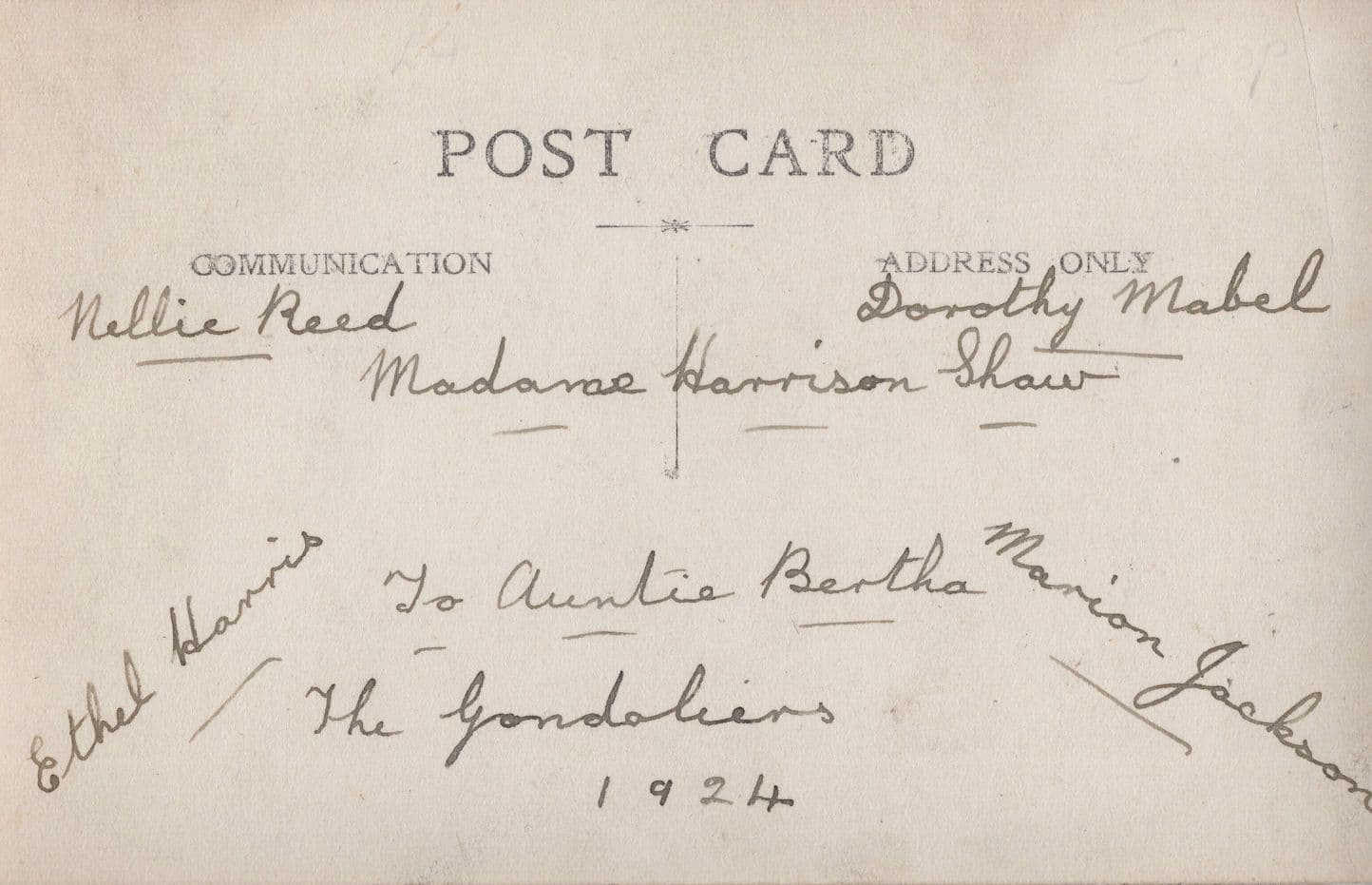 The Gondaliers 1924 Gypsy Romany Theatre Postcard Possibly Hand Signed