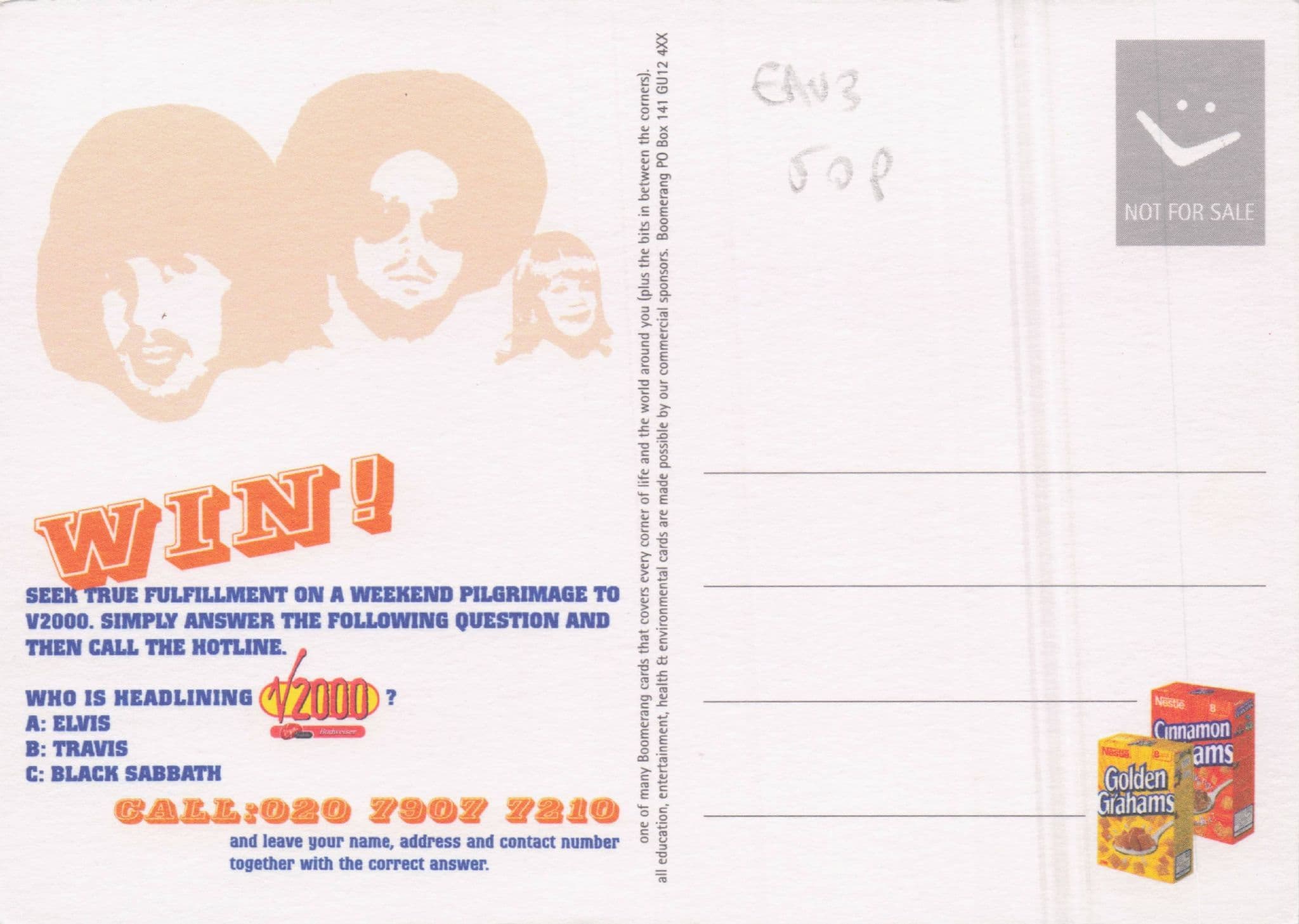 The Grahams V2000 Festival Advertising Competition Postcard