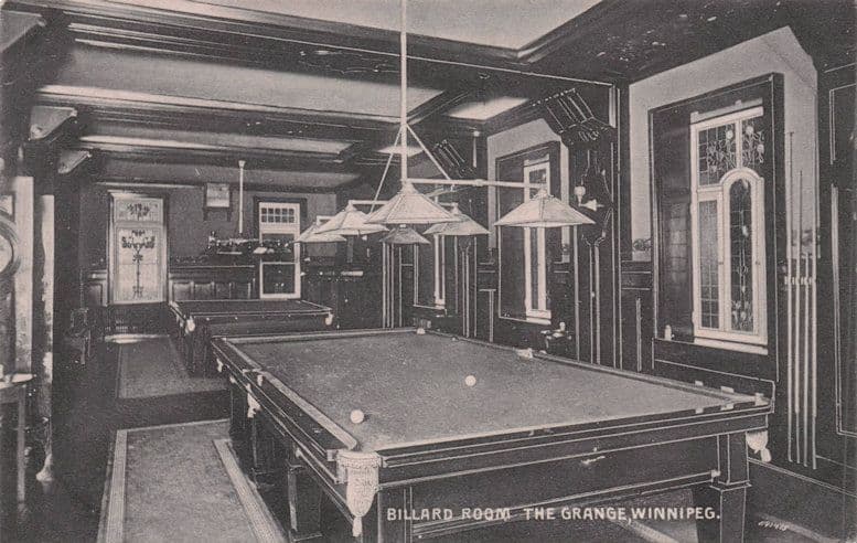 The Grange Billiard Pool Room Winnipeg Canada Old Postcard