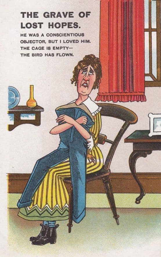 The Grave Of Lost Hopes Political Objector Sad Lady Antique Comic Postcard