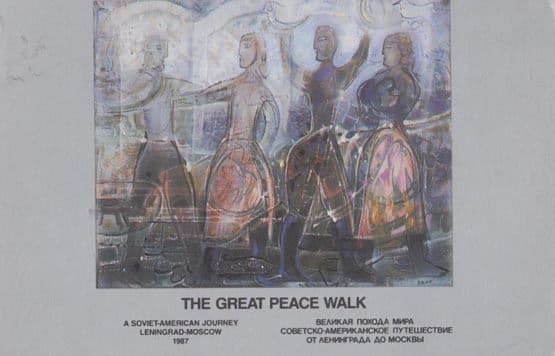 The Great Russian USA Peace Walk Soviet Leningrad Moscow 1987 Postcard