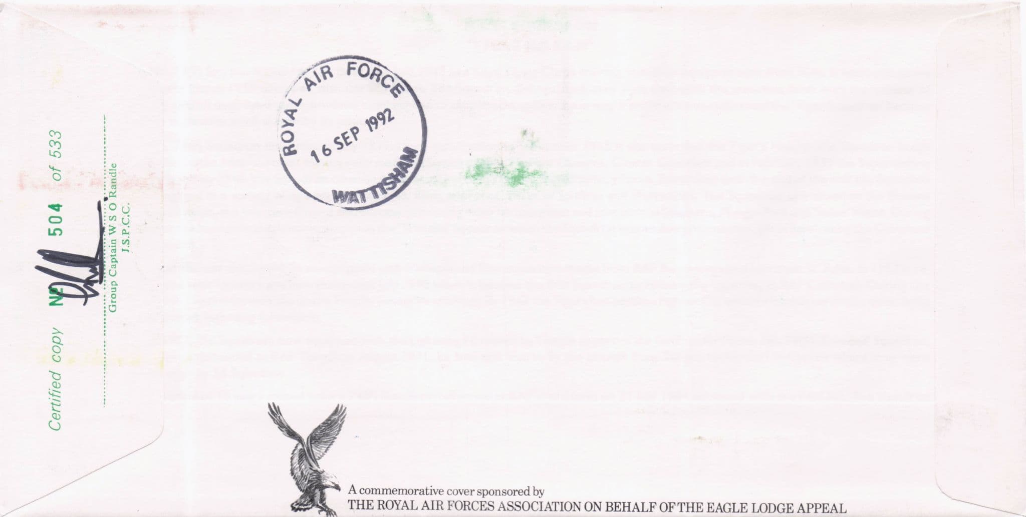The Green Issue NB Spiller Military Squadrons Of The RAF Hand Signed FDC