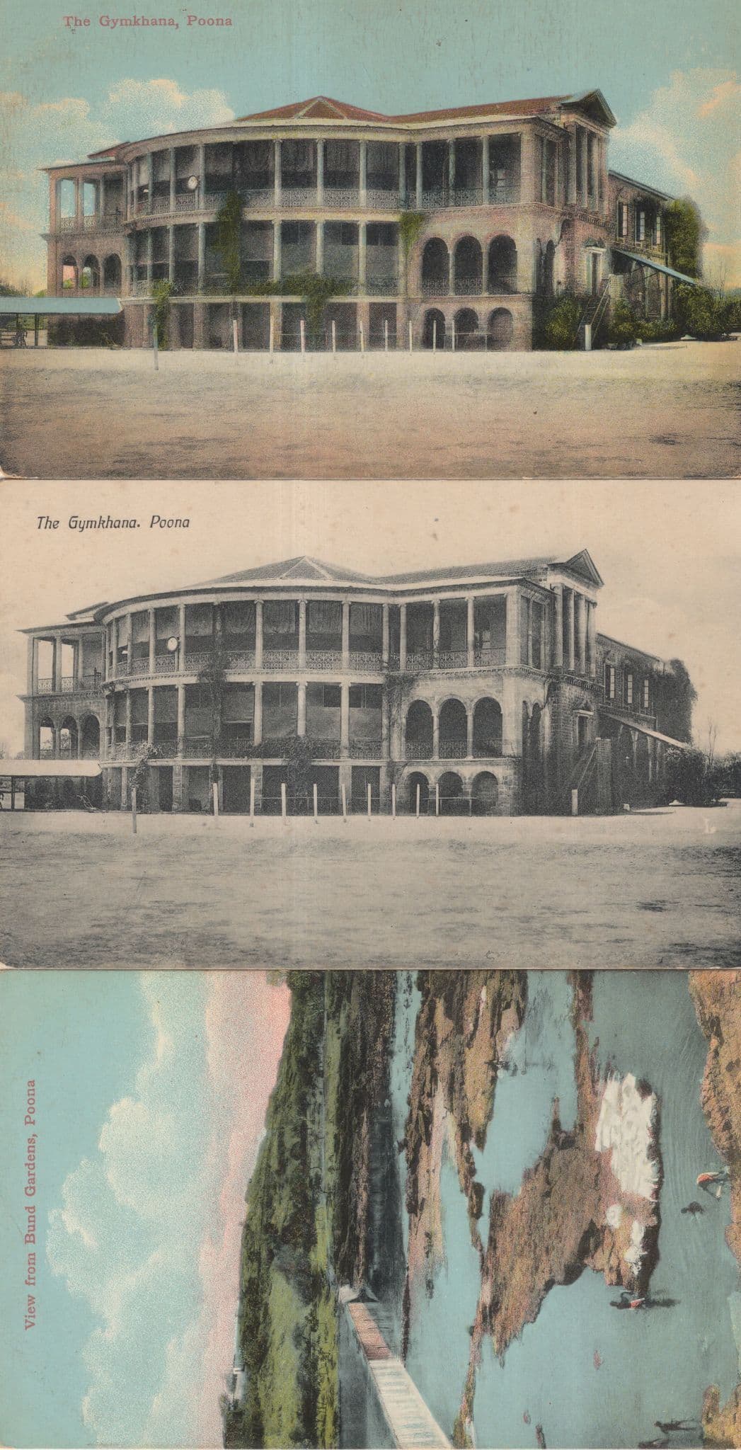 The Gymkhana Bund Gardens Poona Western India 3x Old Postcard s