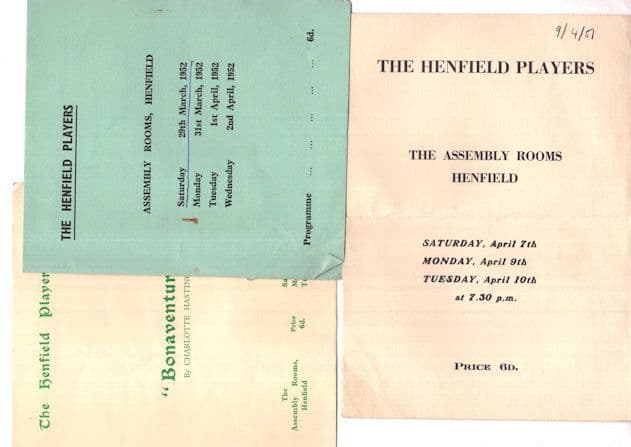 The Henfield Players 3x Antique Sussex Theatre Programme s