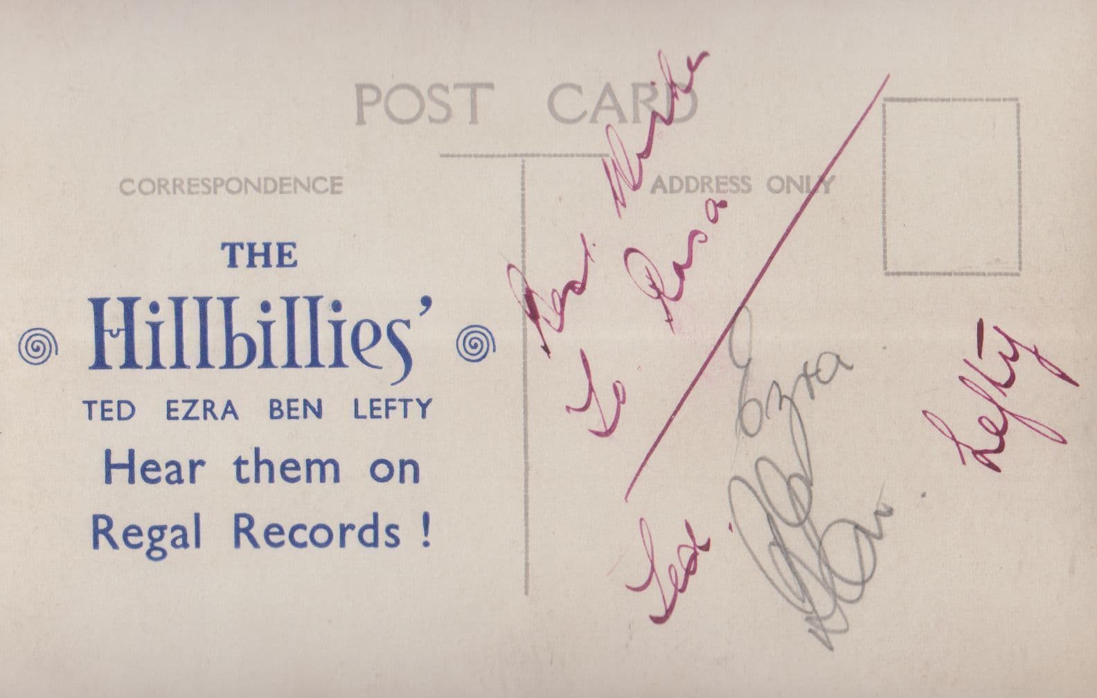 The Hillbillies Hand Signed Regal Records Vintage Publicity Photo
