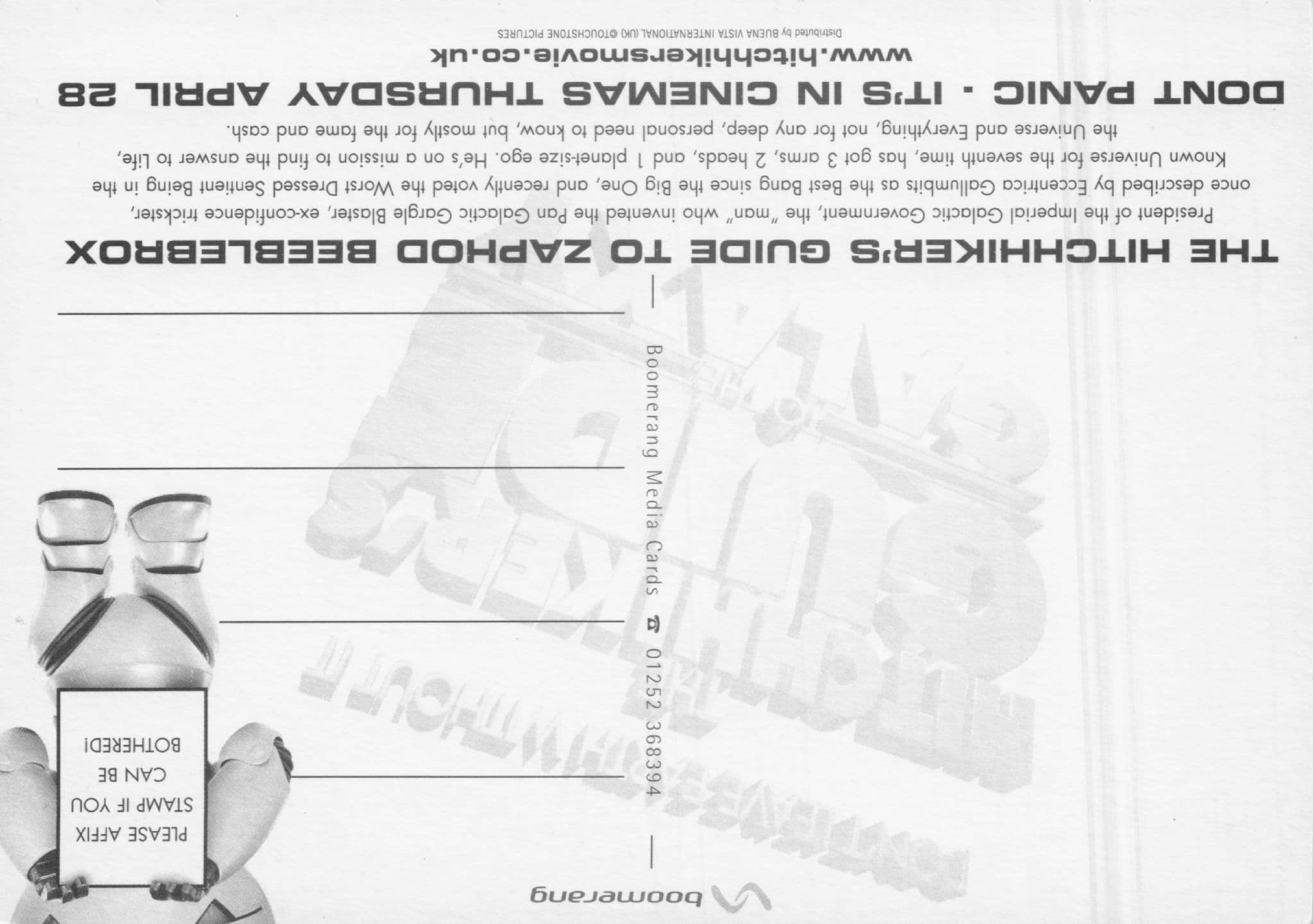 The Hitchhikers Guide To Zaphod Film Launch Advertising Postcard