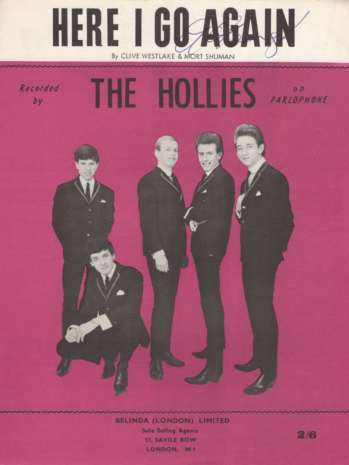 The Hollies Here I Go Again Sheet Music