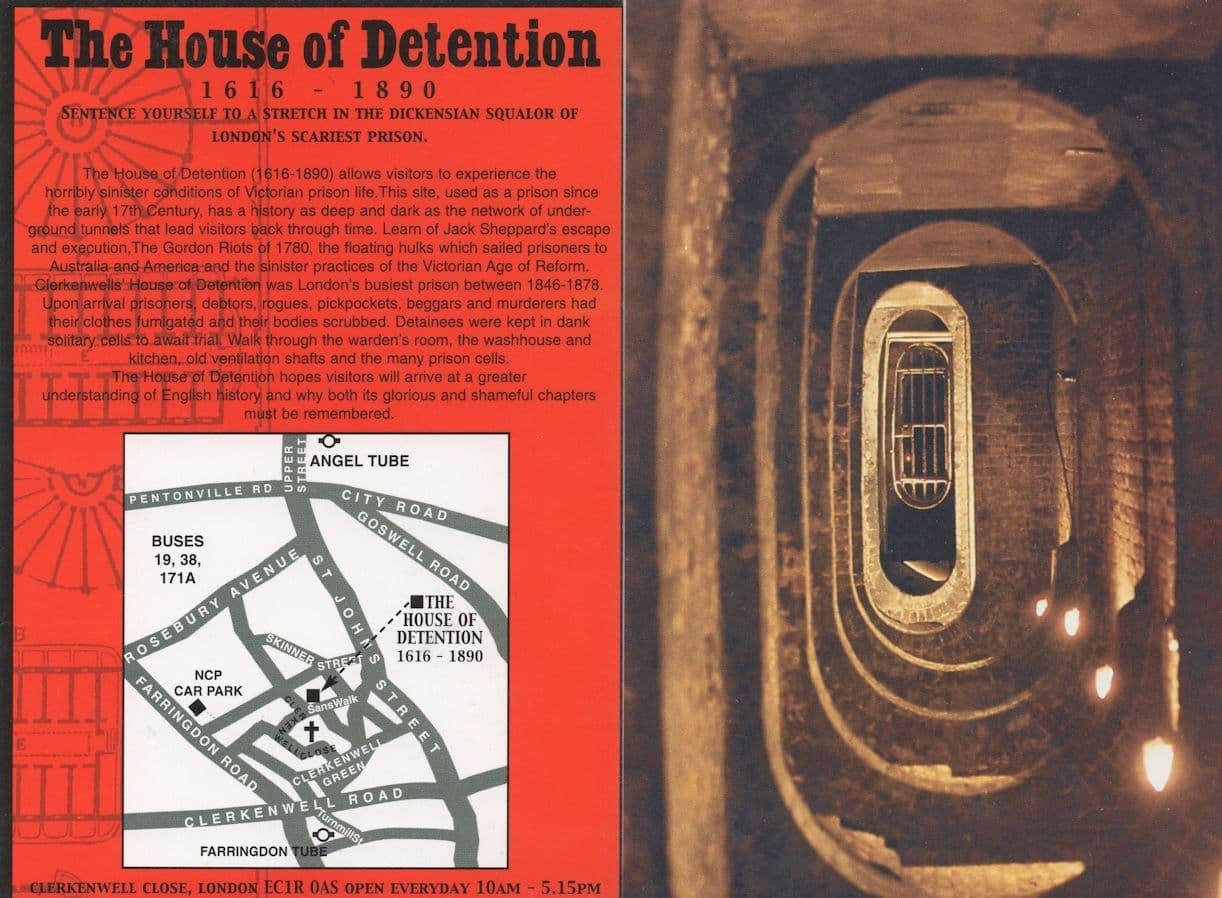 The House Of Detention London Prison Cells Postcard & Map