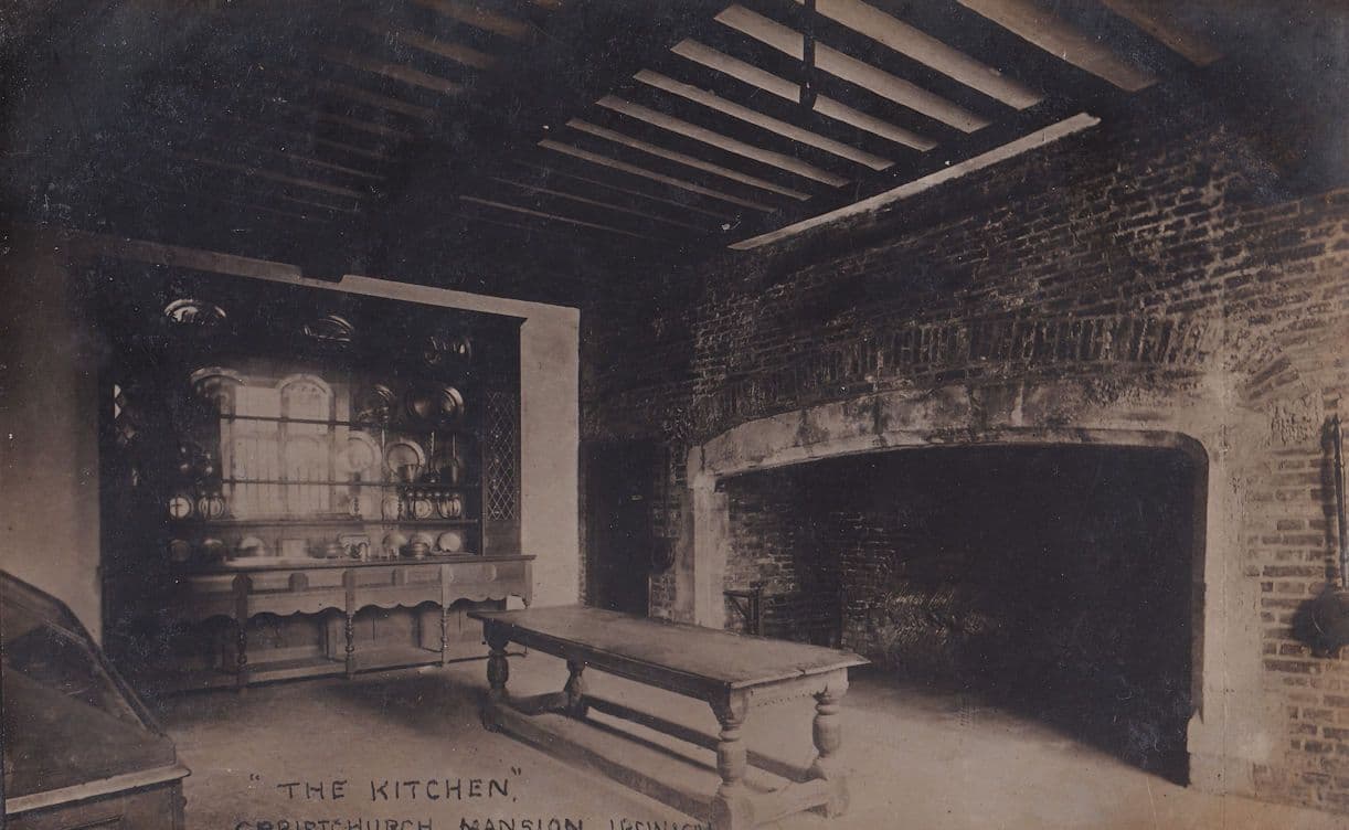 The Kitchen Christchurch Mansion Ipswich Vintage RPC Postcard