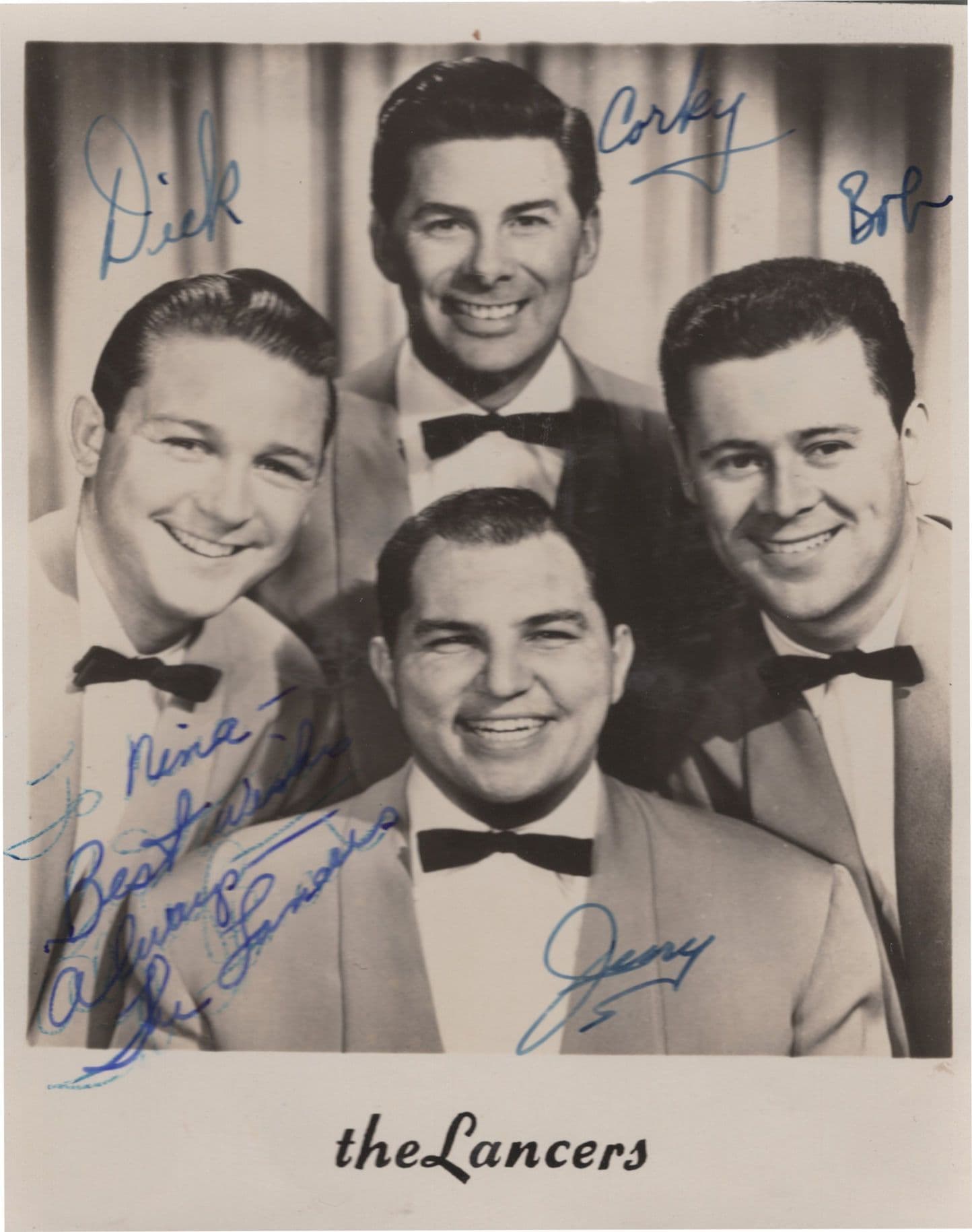 The Lancers 1950s Pop Group Vintage FULLY Hand Signed Photo