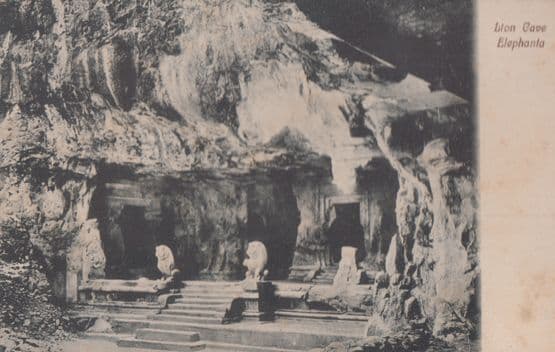 The Lion Cave Elephanta Bombay Postcard