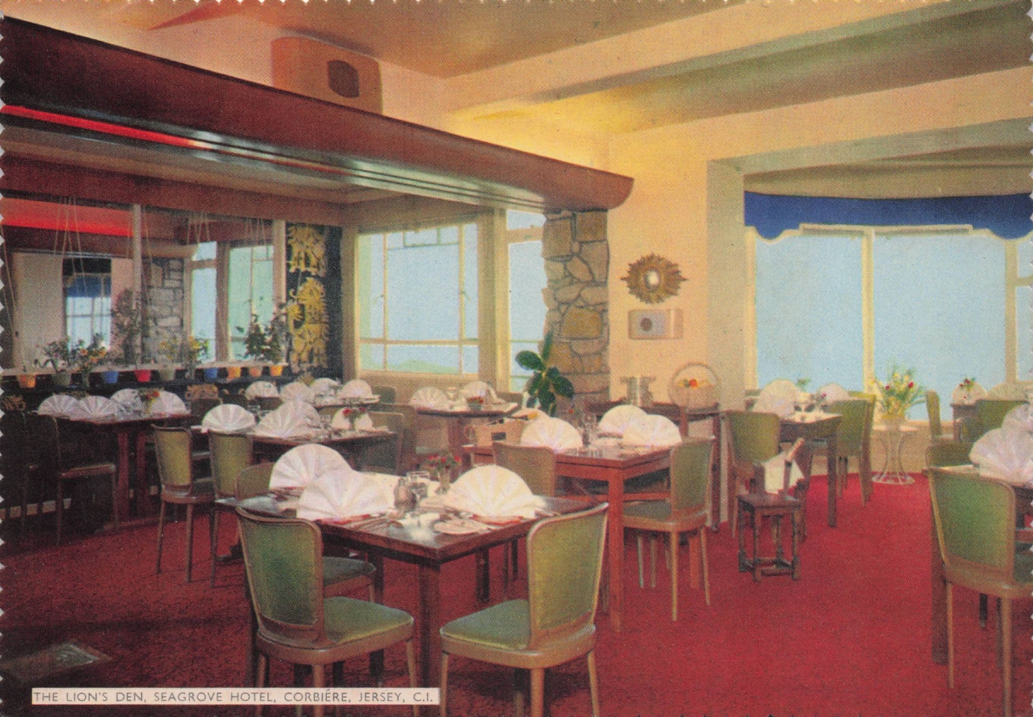The Lions Den Seagrove Hotel Corbiere Jersey Vintage Postcard