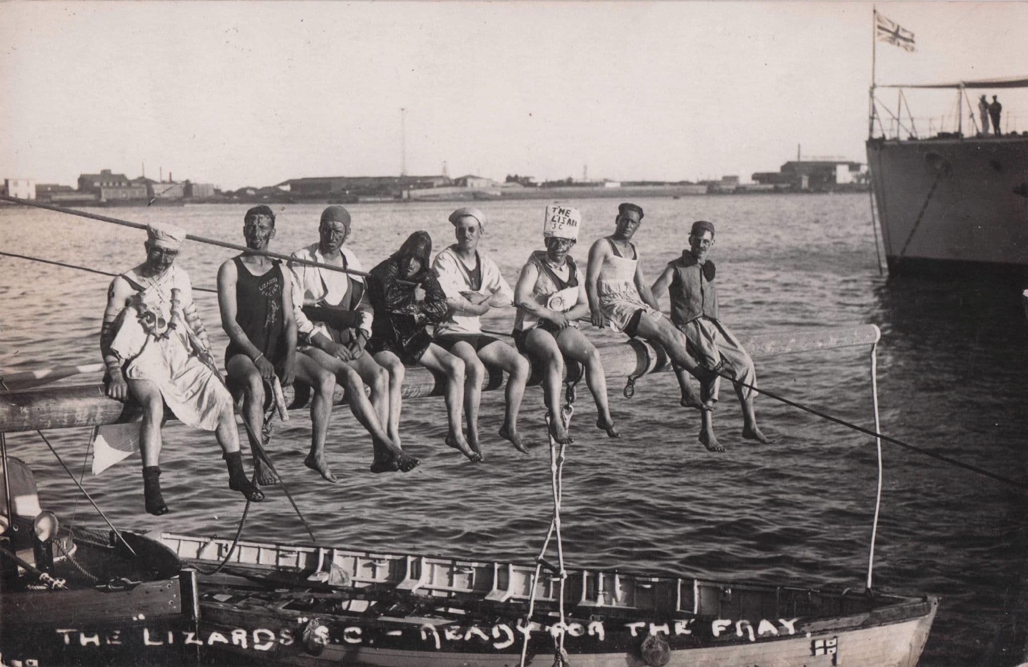 The Lizard Cornwall Amazing Old Swimmers Tightrope Old Postcard