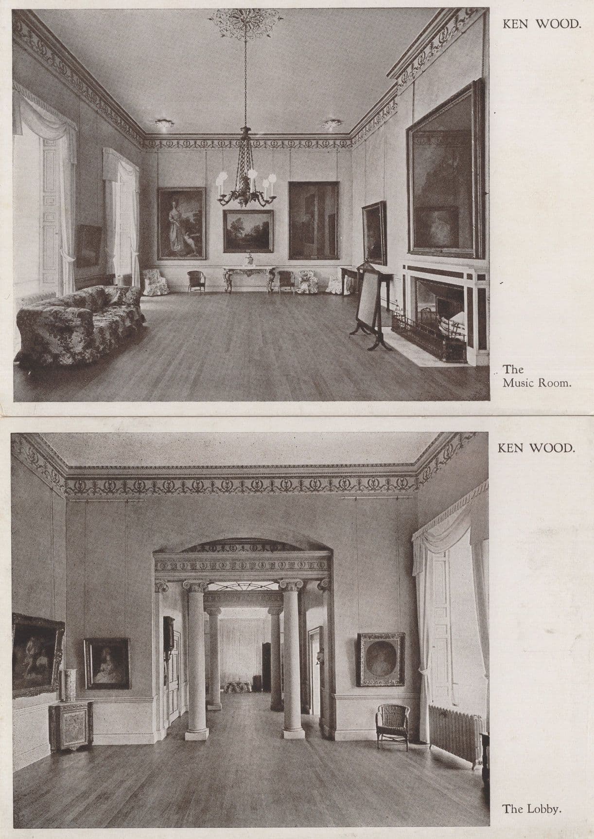 The Lobby & Music Room Kenwood House Ivy Bequest London 2x Postcard s