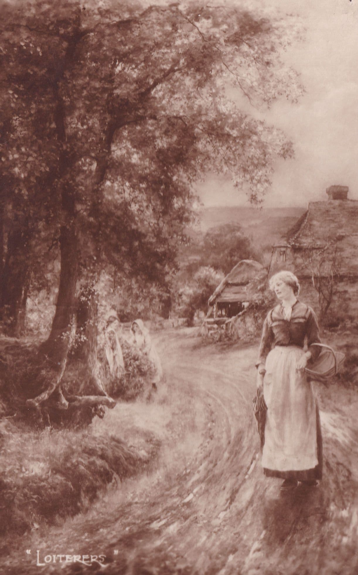 The Loiterers Yeend King Painting Gypsy Farming Antique Postcard
