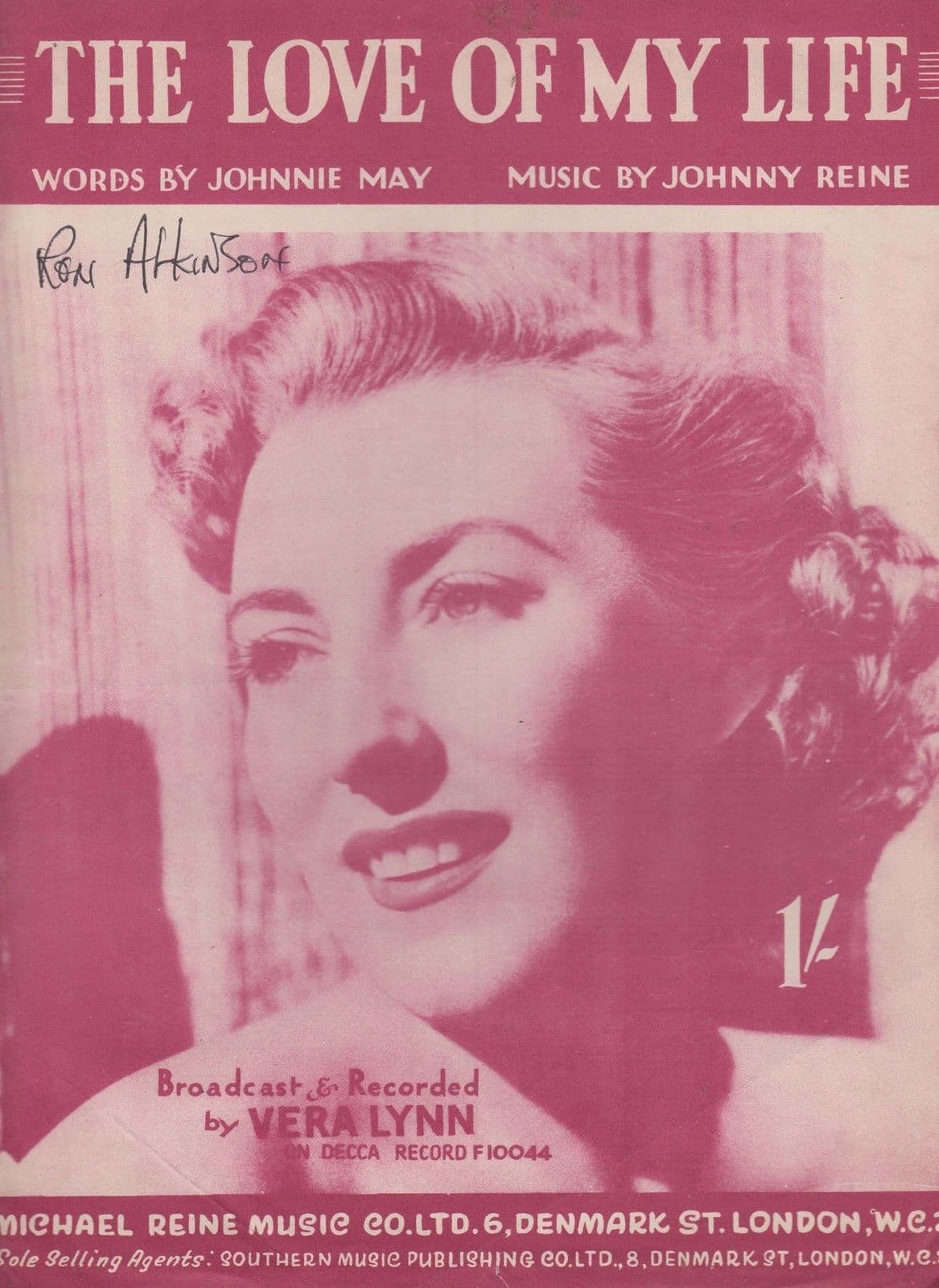 The Love Of My Life Vera Lynn 1950s Sheet Music