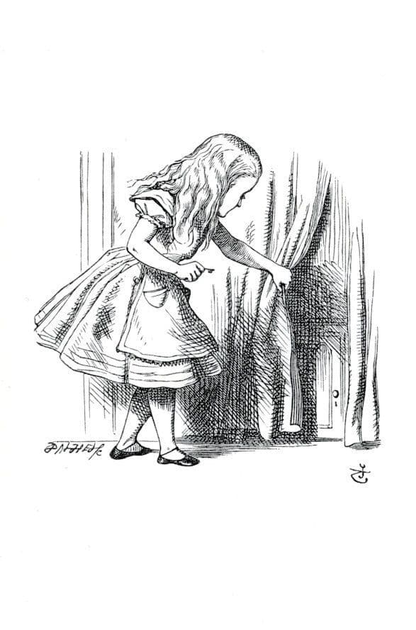The Low Curtain Secret Door Alices Adventures In Wonderland Book Postcard