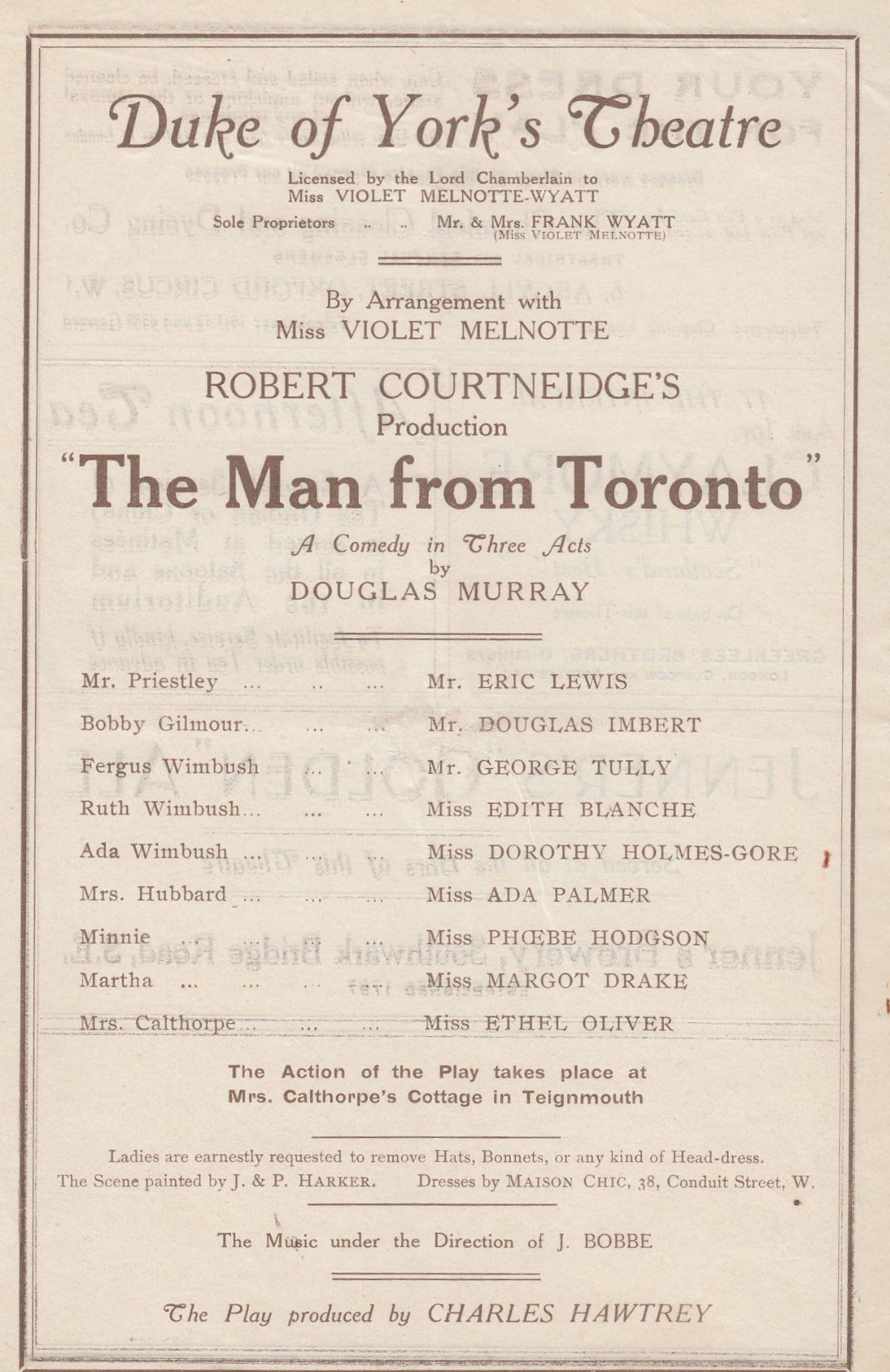 The Man From Toronto Comedy Duke Of Yorks London Theatre Programme