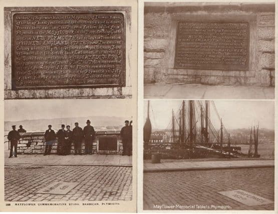 The Mayflower Military Stone Tablets Plymouth Hampshire 2x Real Photo Postcard s