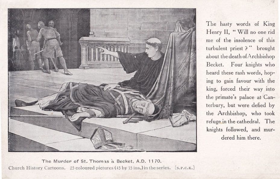The Murder Of St Saint Thomas Canterbury Henry II Antique Postcard