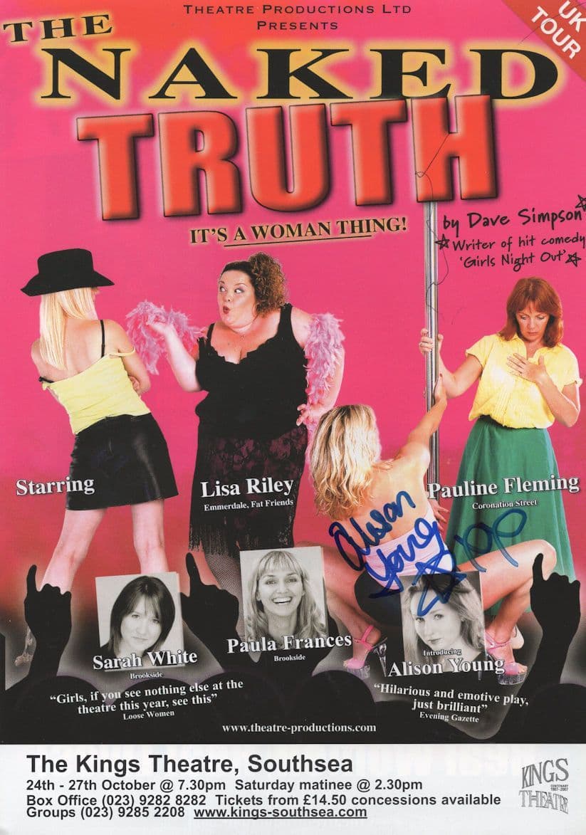 The Naked Truth Alison Young Beauty Model Hand Signed Theatre Flyer