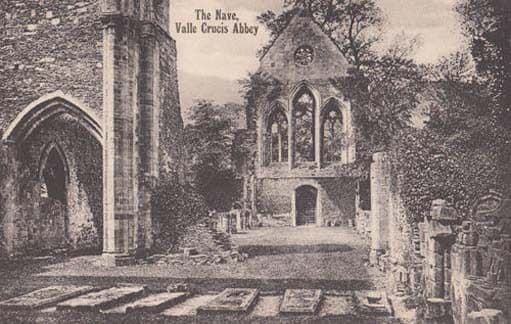 The Nave Valle Crucis Abbey Antique Postcard