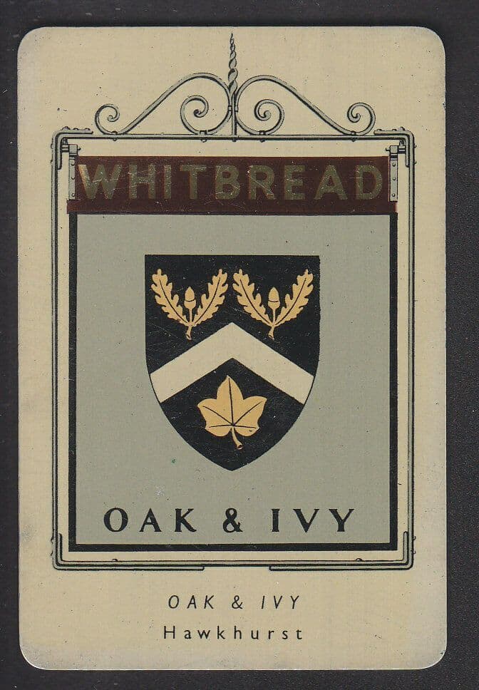 The Oak & Ivy Hawkhurst Kent Metal Advertising Pub Sign Whitbread Card