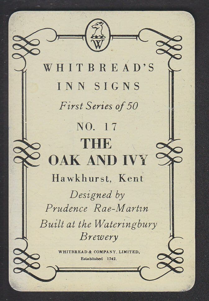 The Oak & Ivy Hawkhurst Kent Metal Advertising Pub Sign Whitbread Card