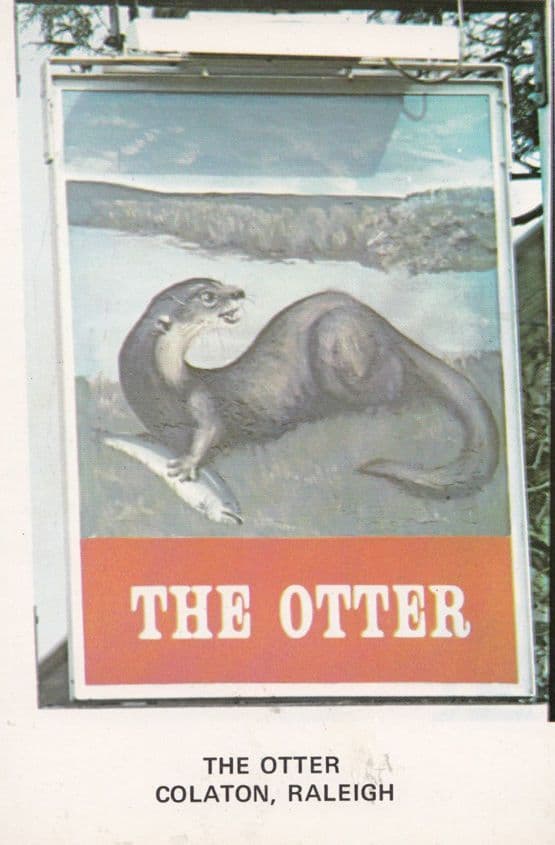 The Otter Colaton Raleigh Devon Village Pub Hanging Sign Postcard