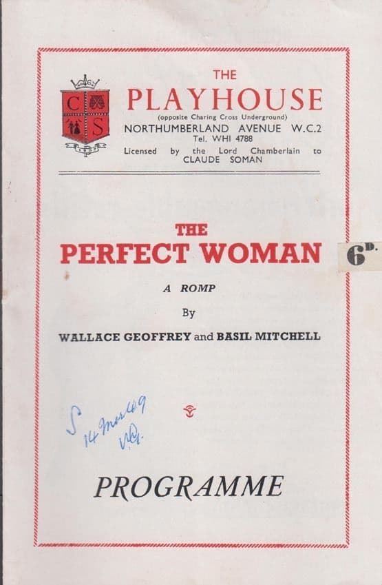 The Perfect Woman Wallace Geoffrey Comedy London Playhouse Theatre Old Programme