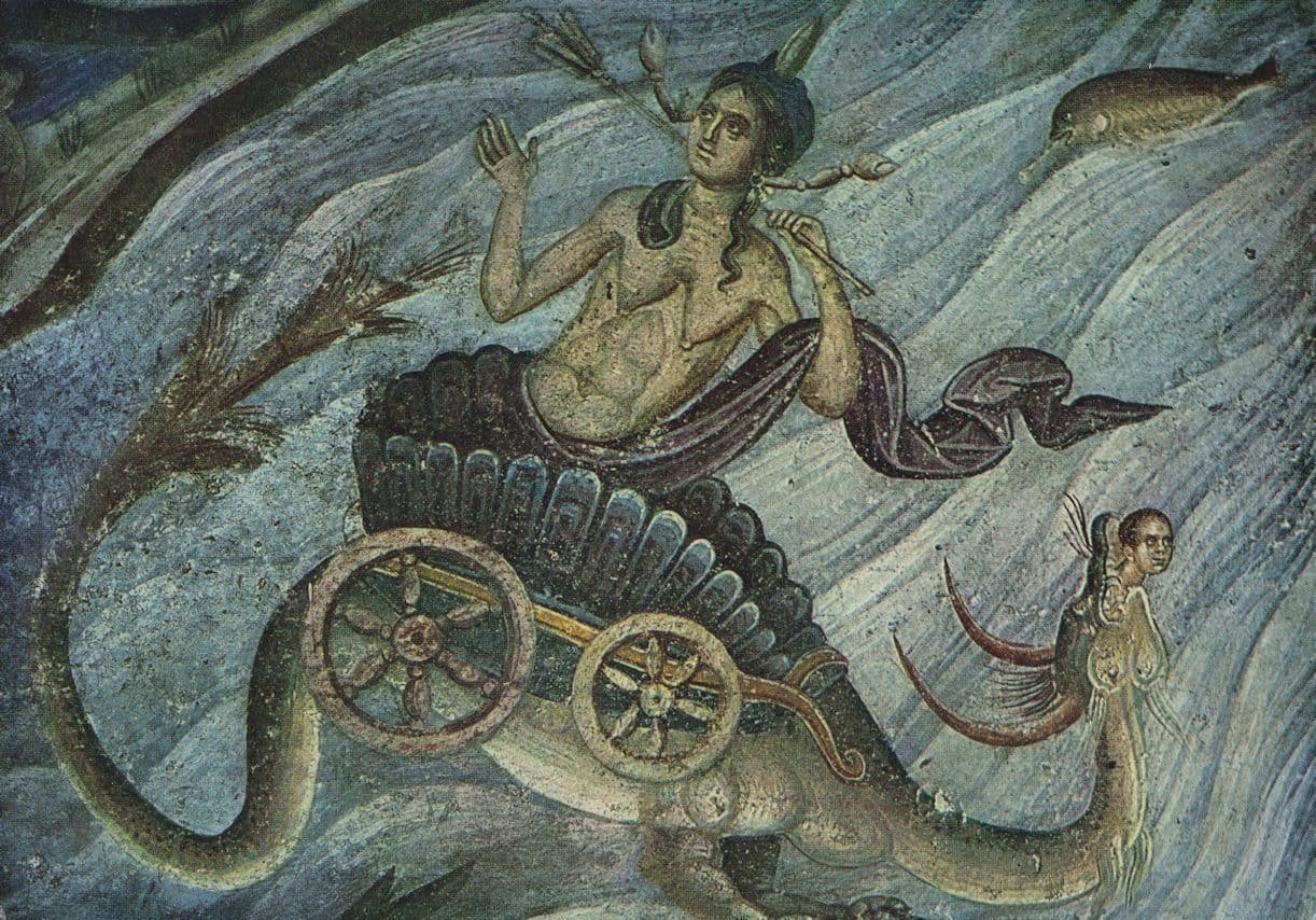 The Personification Of The Sea 1300s Serbian Fresco Painting Postcard