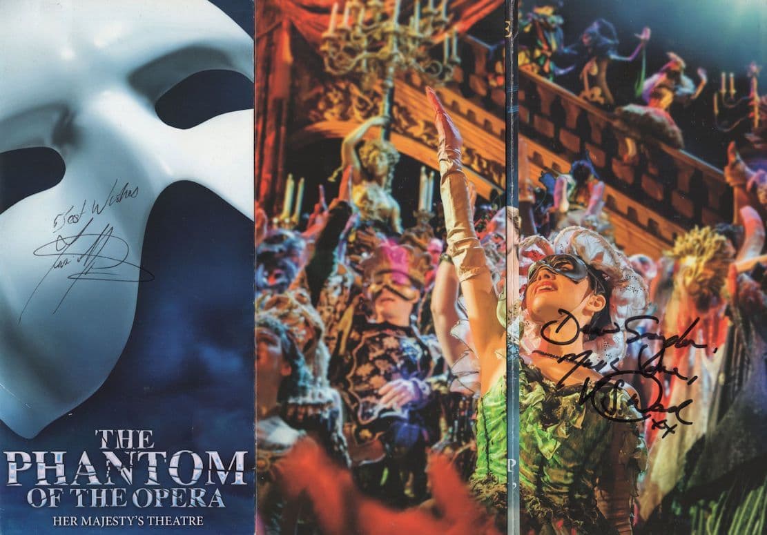 The Phantom Of The Opera 2x Hand Signed Theatre Flyer s