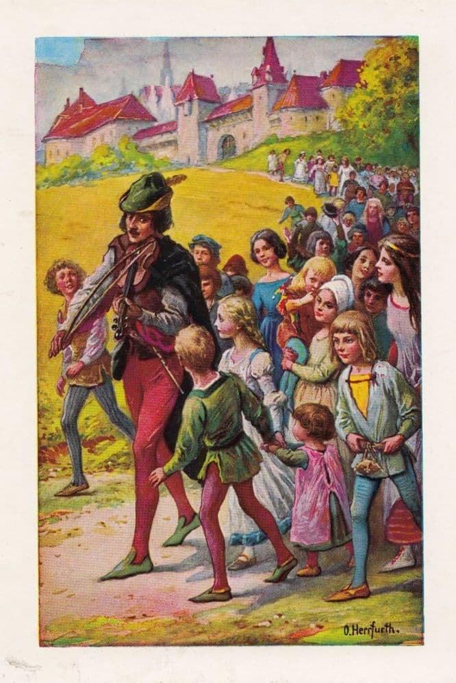 The Pied Piper Of Hamlyn German Dortmund Childrens Postcard