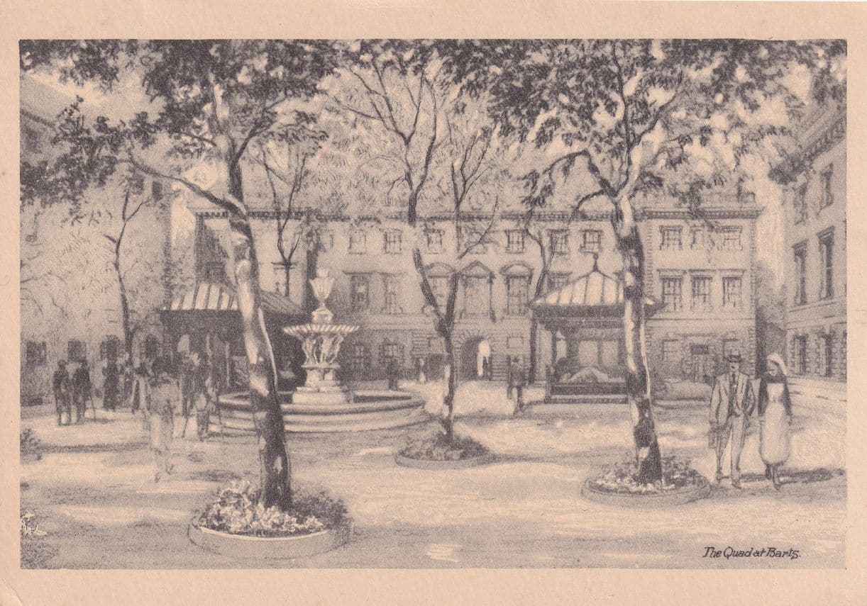 The Quad Bartholomew Hospital Gardens London Old Postcard