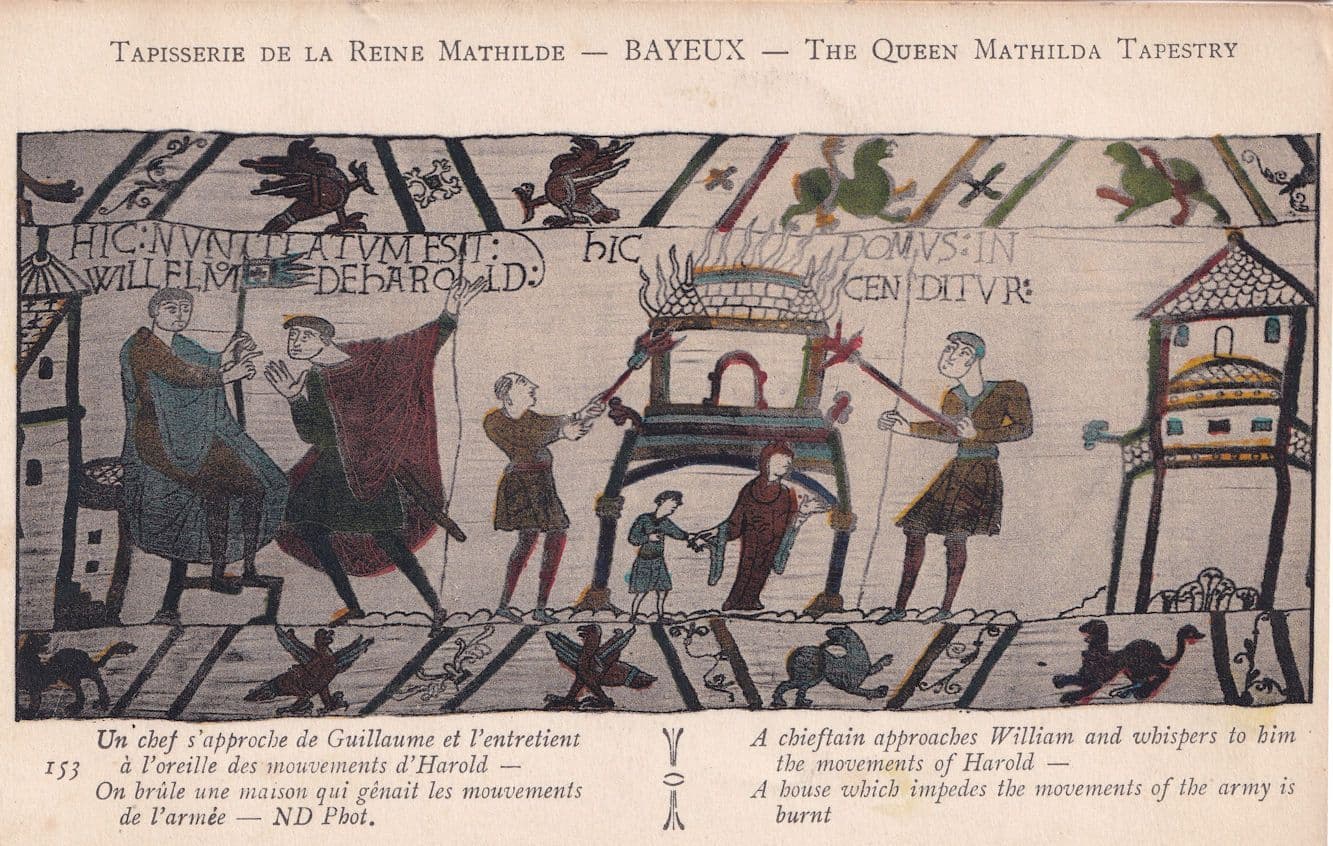 The Queen Mathilda Tapestry Burning House By Harold William Postcard
