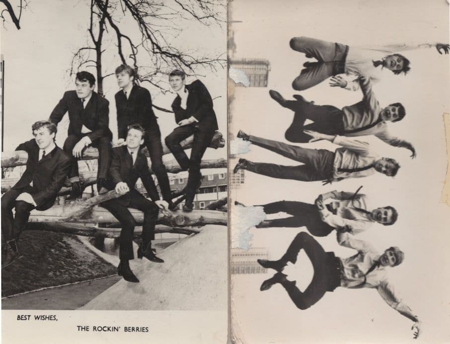 The Rockin' Berries Beat 1960s Pop Group 2x Old Hand Signed Photo s