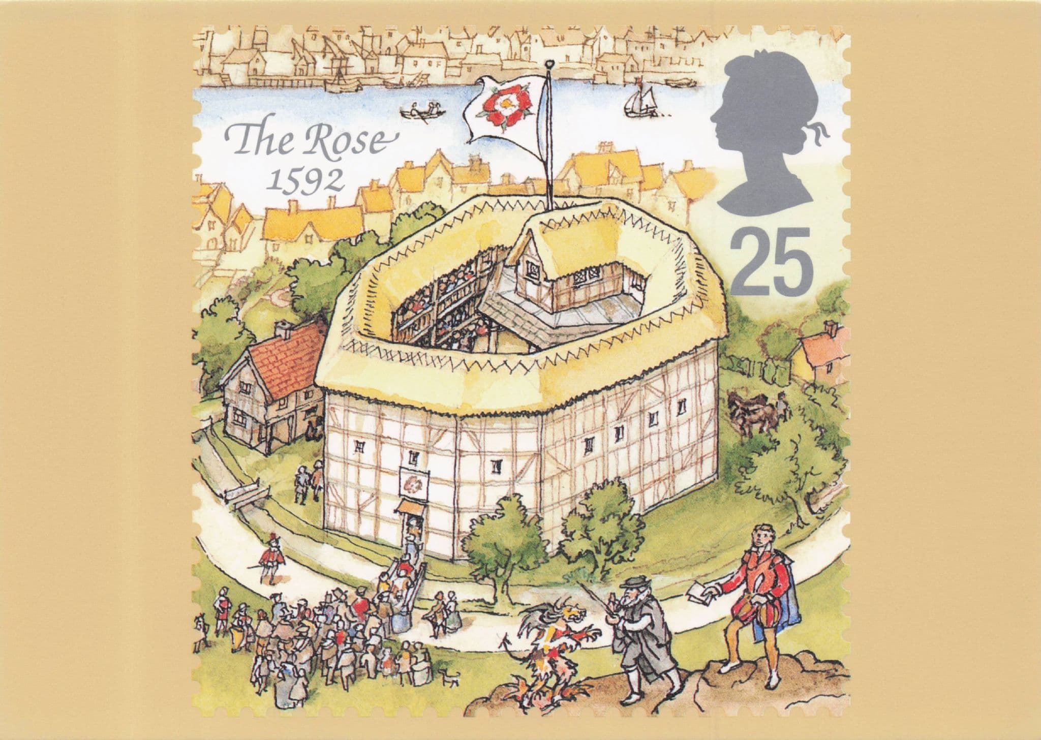 The Rose in 1592 Medieval Shakespeare Theatre Stunning Painting Postcard