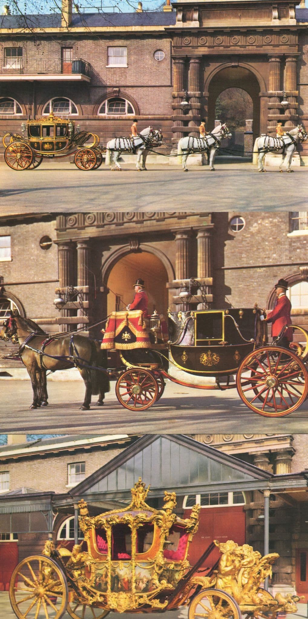 The Royal Mews Carriage 3x Buckingham Palace Postcard s