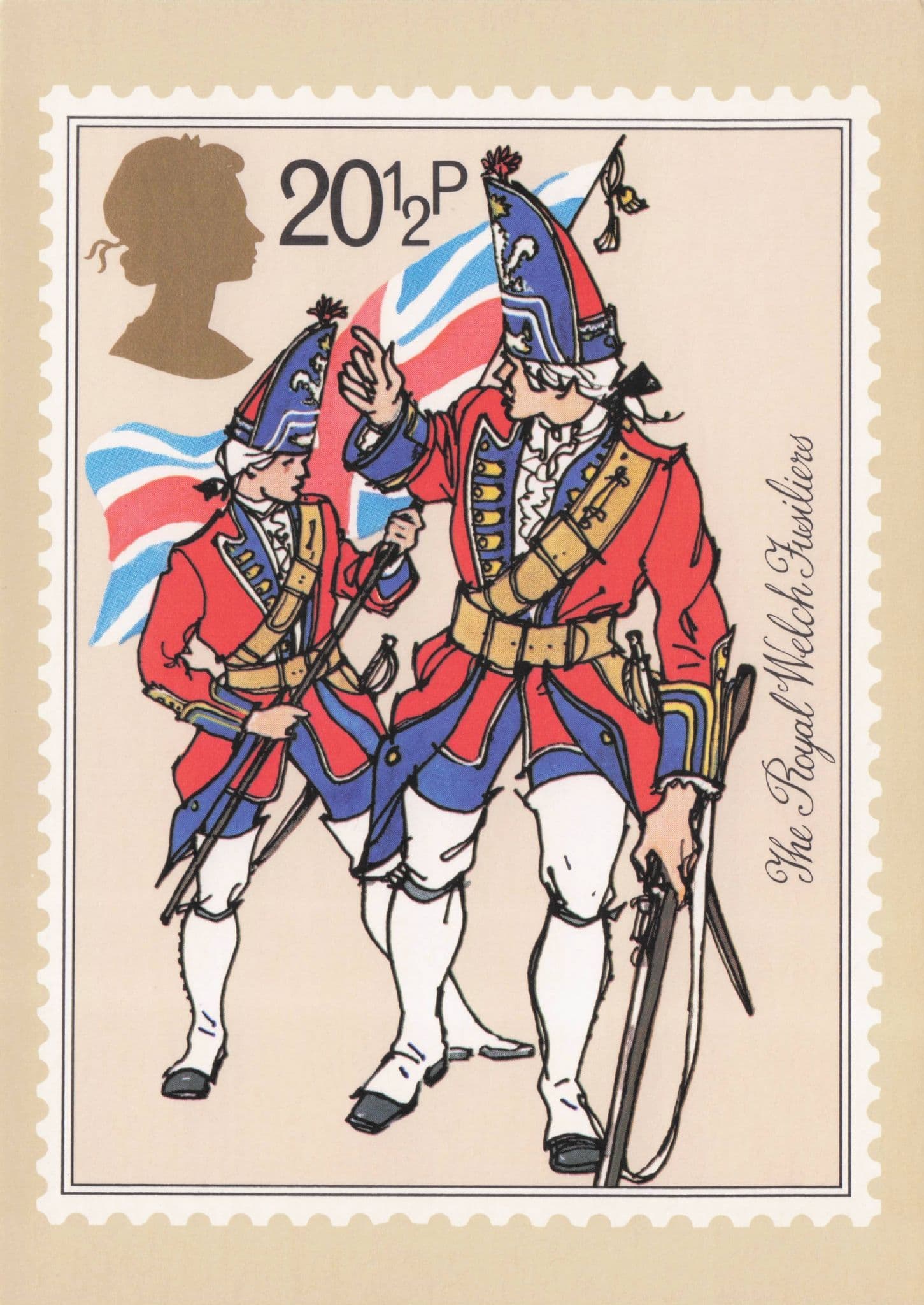 The Royal Welsh Welch Fusiliers Rifle Military Painting Royal Mail Postcard